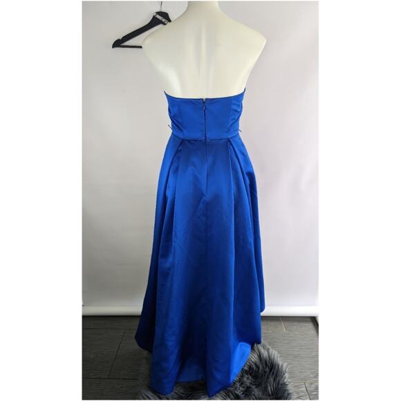 David's Bridal Cobalt Blue High Low Midi Strapless Bridesmaid Dress Sz 2 - Picture 3 of 6